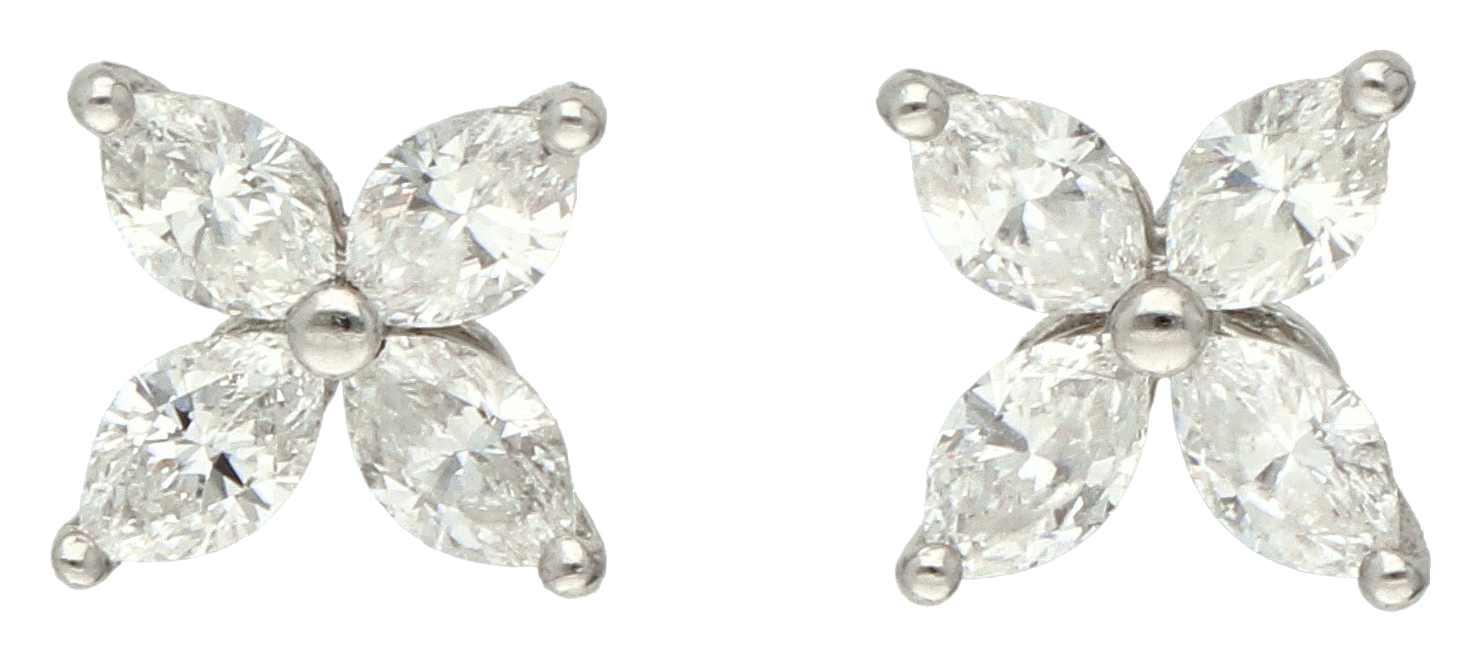 No Reserve - Tiffany & Co. platinum 'Victoria' ear studs set with 0.38 ct. diamond. - Image 2 of 5