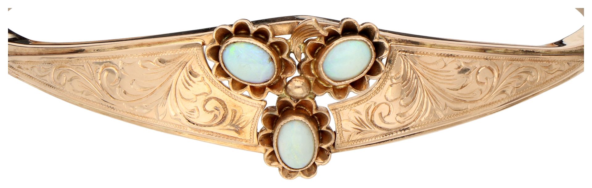 No Reserve - 14K Rose gold bangle bracelet with opal. - Bild 2 aus 3