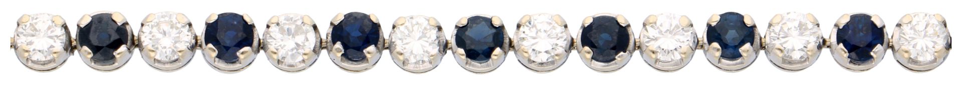 No Reserve - 18K White gold tennis bracelet set with approx. 3.15 ct. diamond and sapphire. - Bild 2 aus 3