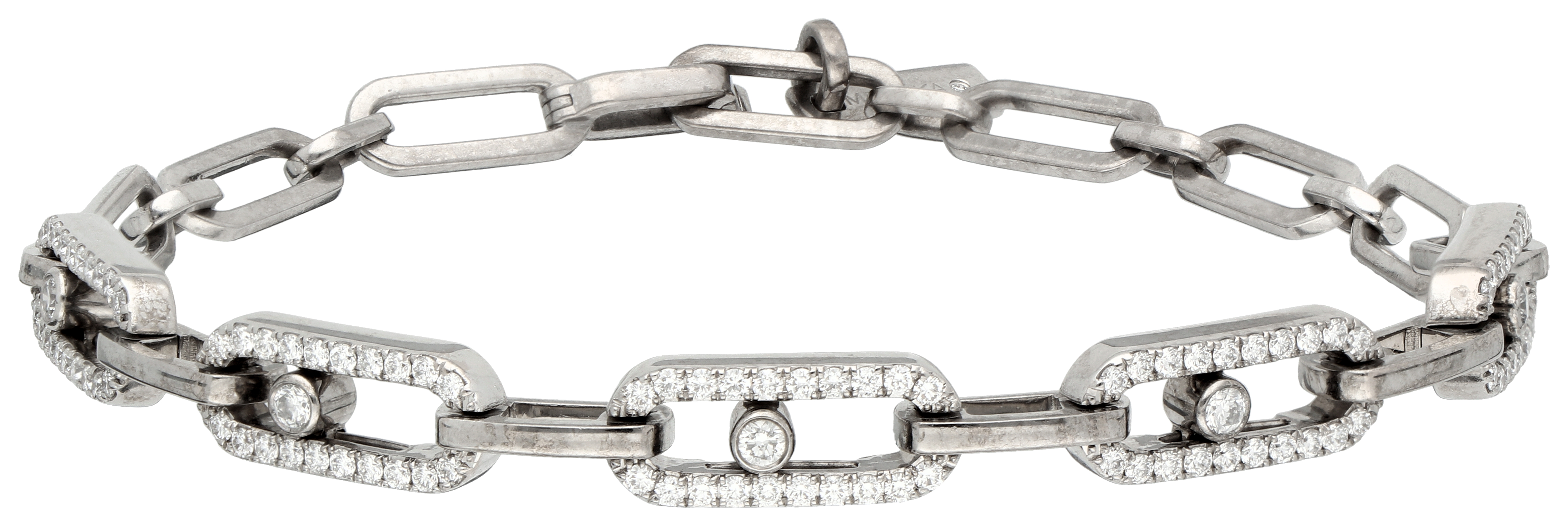 No Reserve - Messika 18K white gold link bracelet 'Move' set with approx. 1.15 ct. diamond.