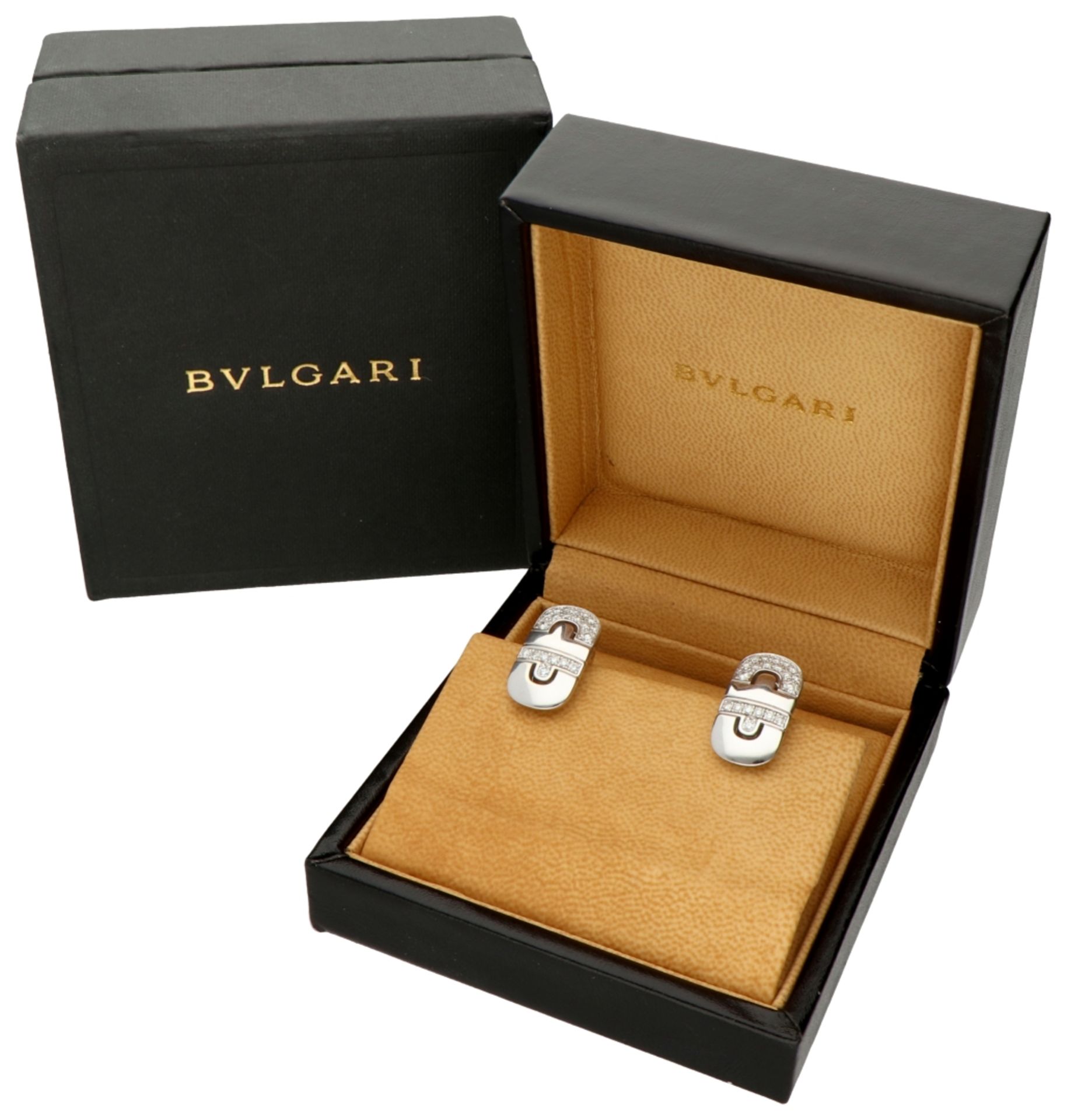 No Reserve - Bvlgari 18K white gold 'Parentesi' stud earrings set with approx. 0.52 ct. diamond. - Bild 6 aus 6