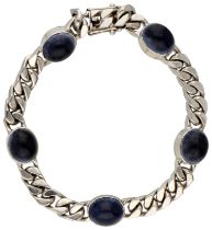 No Reserve - 18K White gold gourmet link bracelet set with sodalite.