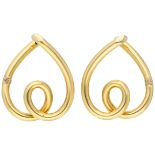 No Reserve - 18K Yellow gold heart-shaped earrings.