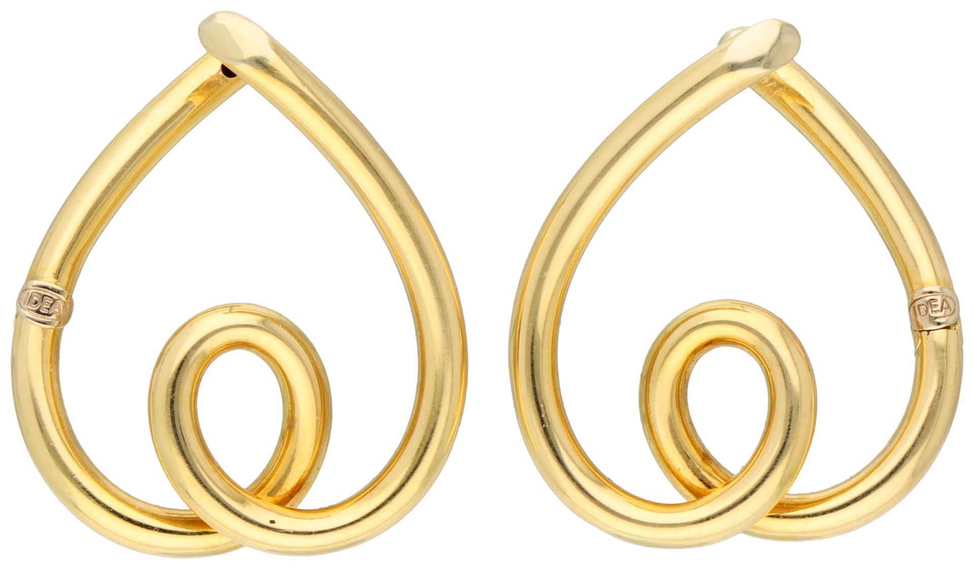 No Reserve - 18K Yellow gold heart-shaped earrings.