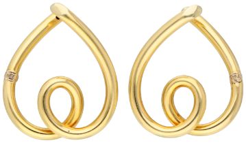 No Reserve - 18K Yellow gold heart-shaped earrings.
