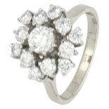 No Reserve - 14K White gold rosette ring set with approx. 1.29 ct. diamond.
