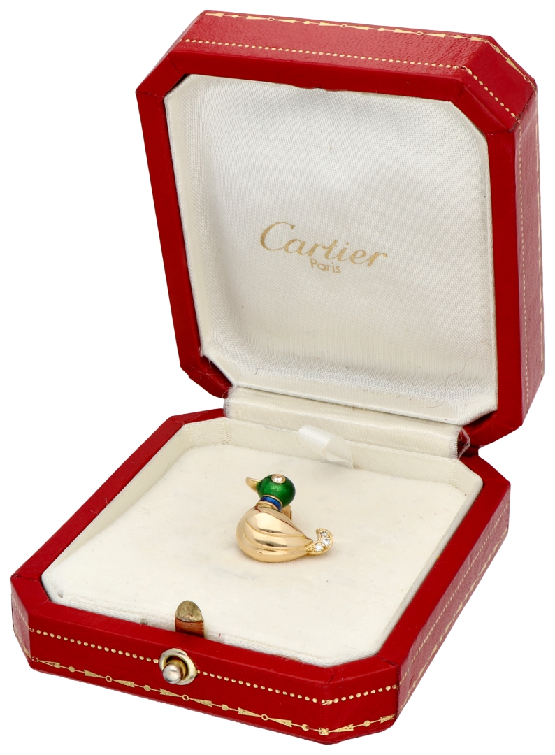 No Reserve - Cartier 18K yellow gold lapel pin set with approx. 0.035 ct. diamond. - Image 4 of 4