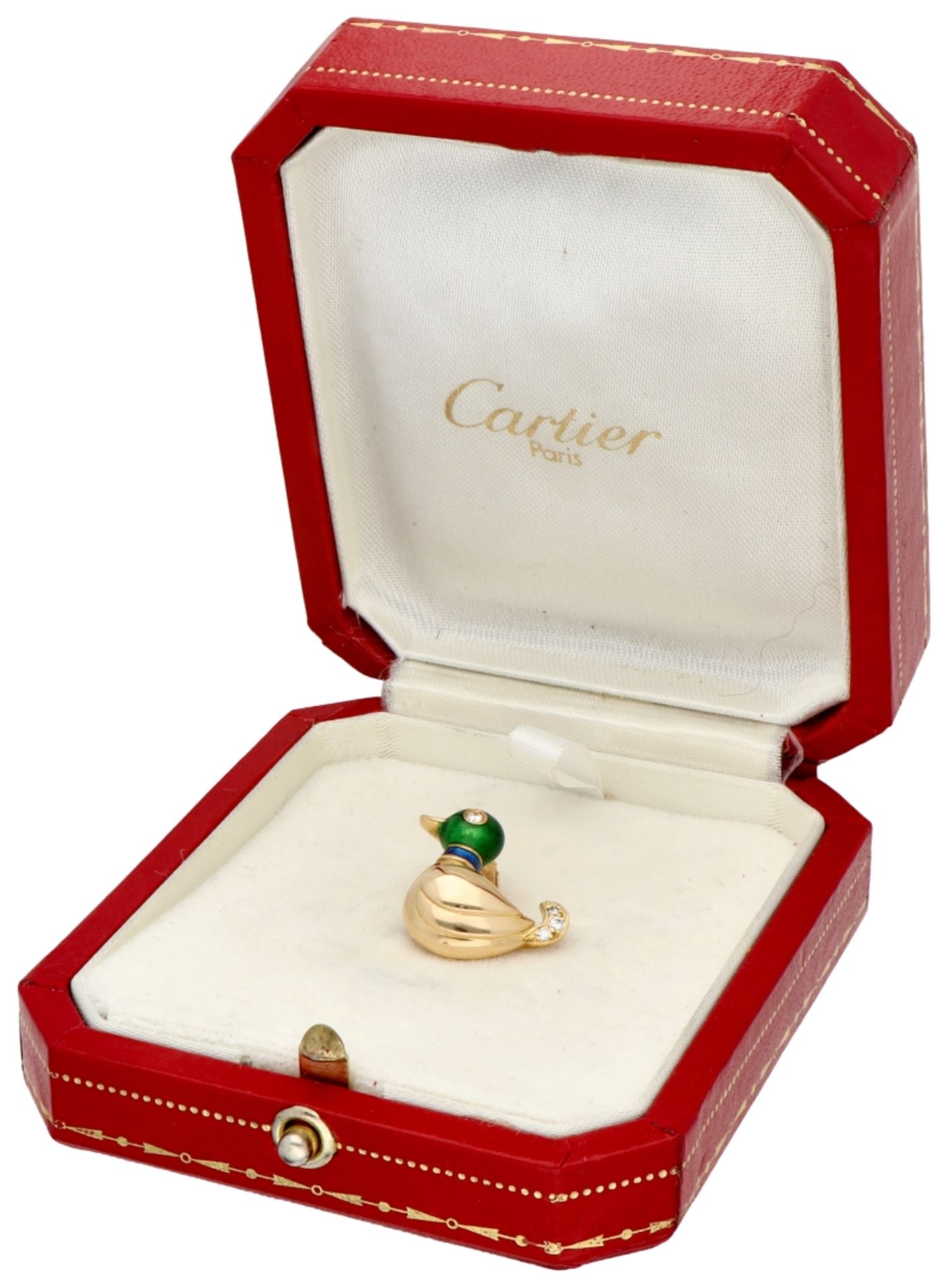 No Reserve - Cartier 18K yellow gold lapel pin set with approx. 0.035 ct. diamond. - Bild 4 aus 4