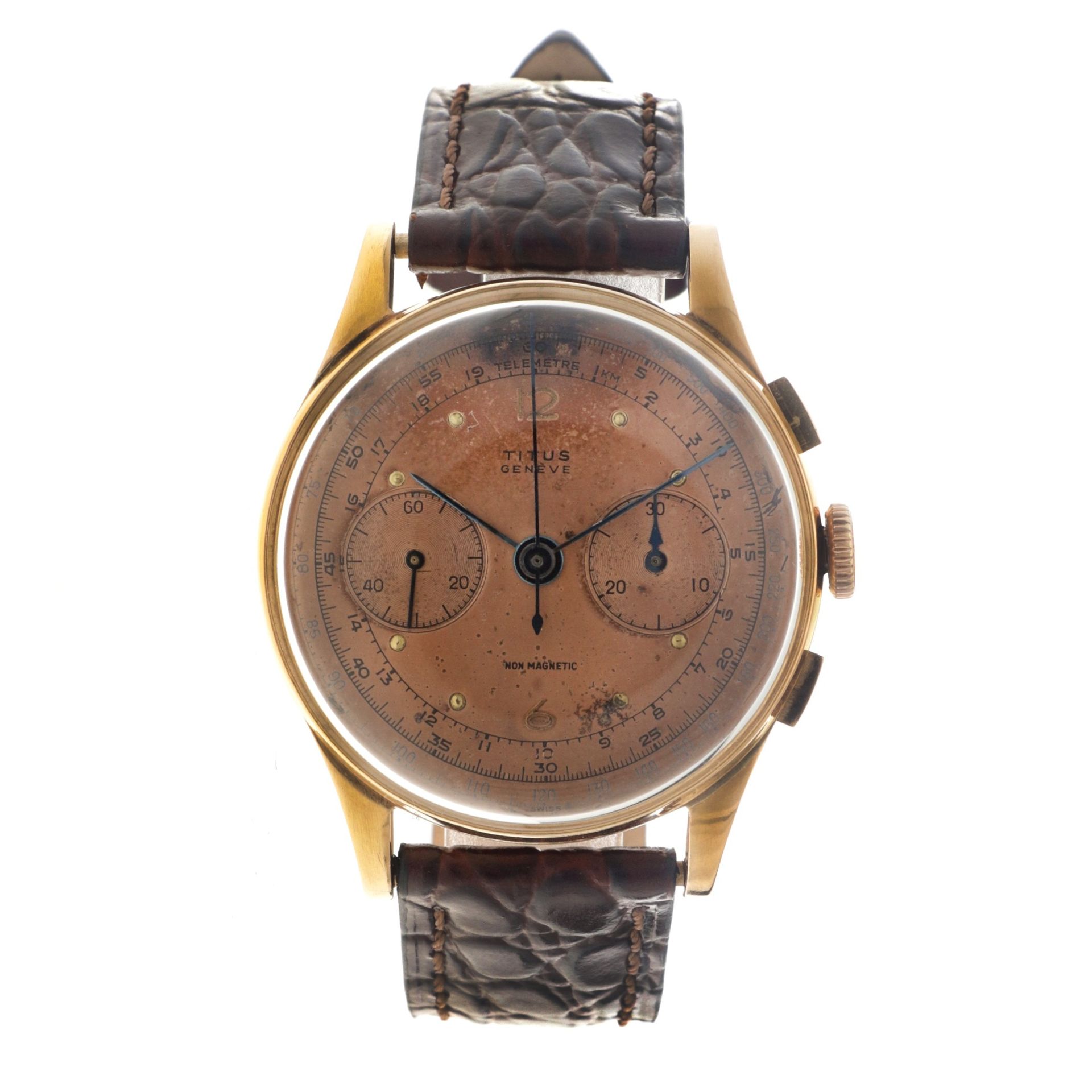 No Reserve - Titus Chronograph Suisse 18K. - Men's watch.