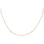 No Reserve - 19.2K Yellow gold Portuguese link necklace with baroque cultivated pearls.