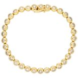 No Reserve - 18K Yellow Gold tennis bracelet set with approx. 4.62 ct. champagne diamonds.