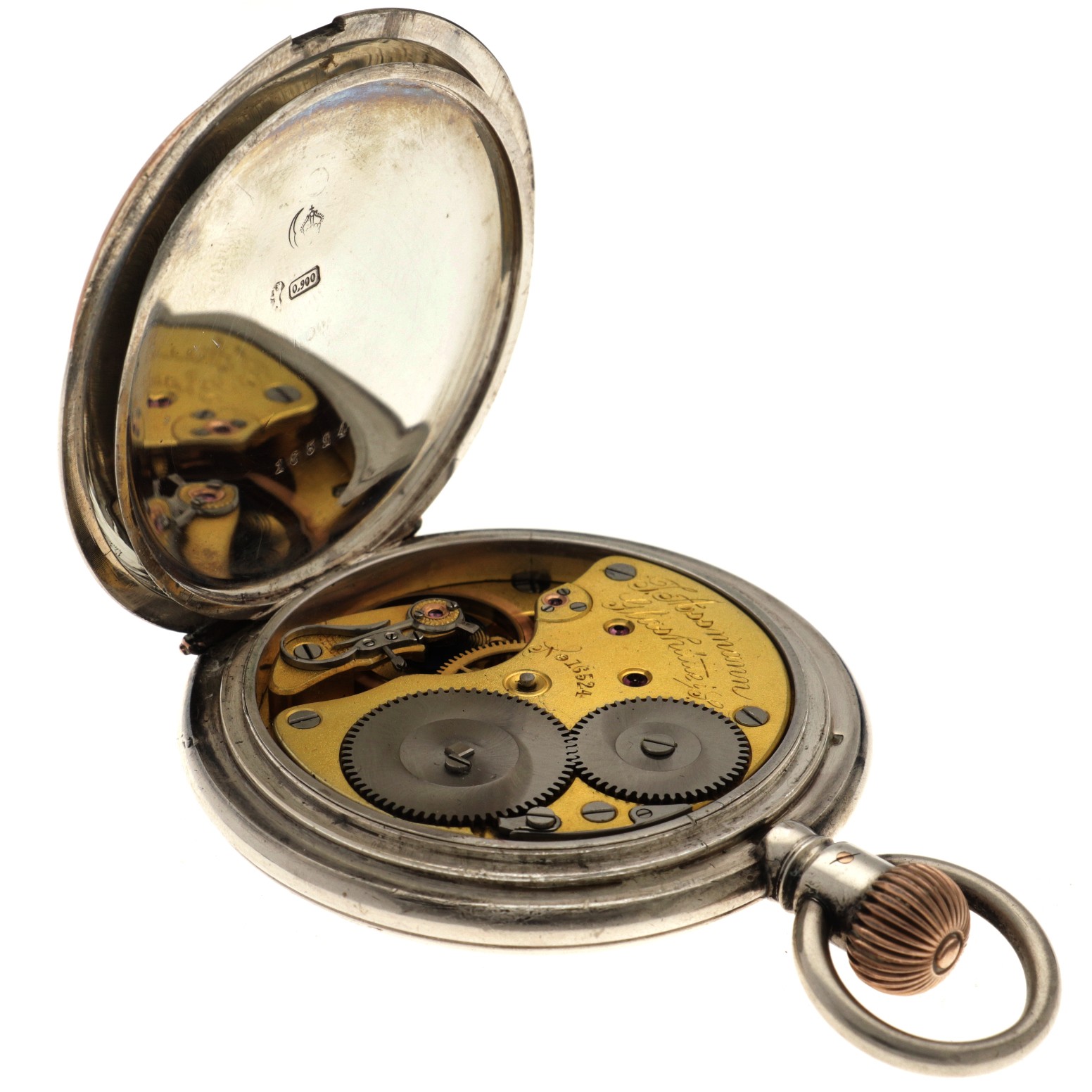 No Reserve - J. Assman Silver (900/1000) - Men's pocket watch.  - Image 4 of 5