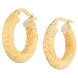 No Reserve - UnoAErre 18K rose gold diamond-plated hoop earrings.