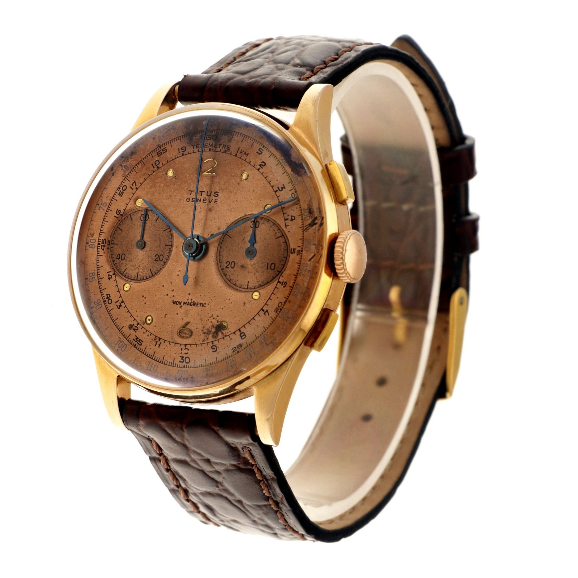 No Reserve - Titus Chronograph Suisse 18K. - Men's watch. - Image 2 of 6