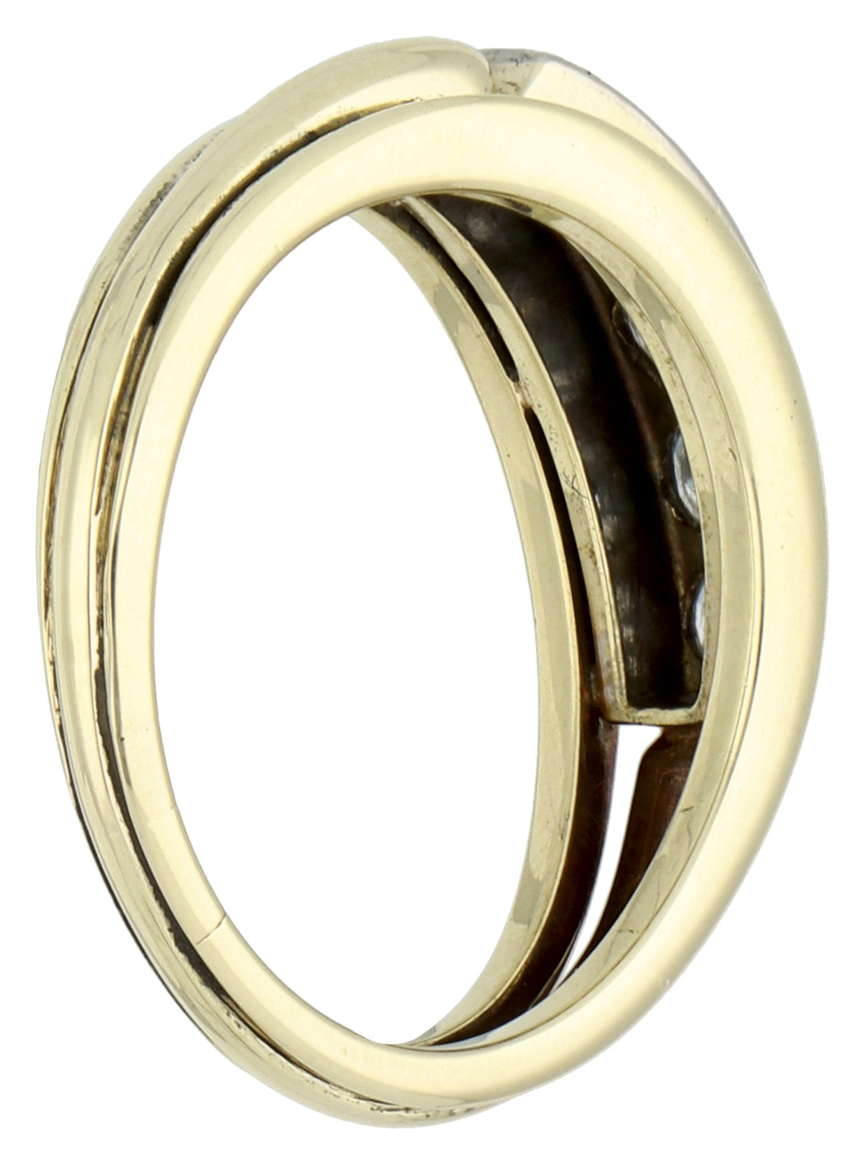 No Reserve - 14K Yellow gold demi-alliance ring set with approx. 0.48 ct. diamond. - Image 2 of 3