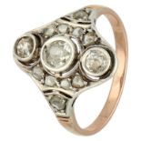 No Reserve - 12K rose gold Art Deco ring set with approx. 0.44 ct. diamond.