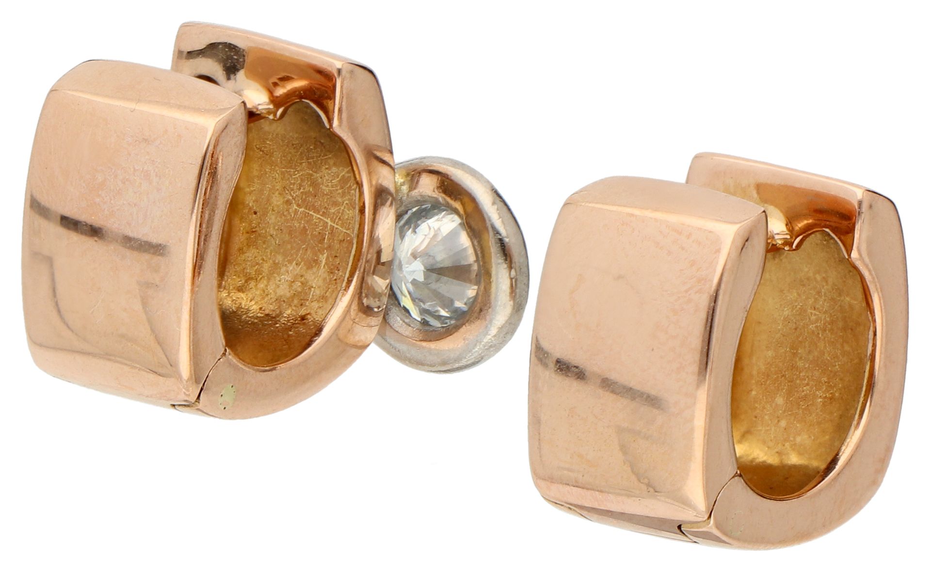 No Reserve - 18K Rose Gold stud earrings set with approx. 1.21 ct. diamond. - Bild 2 aus 2