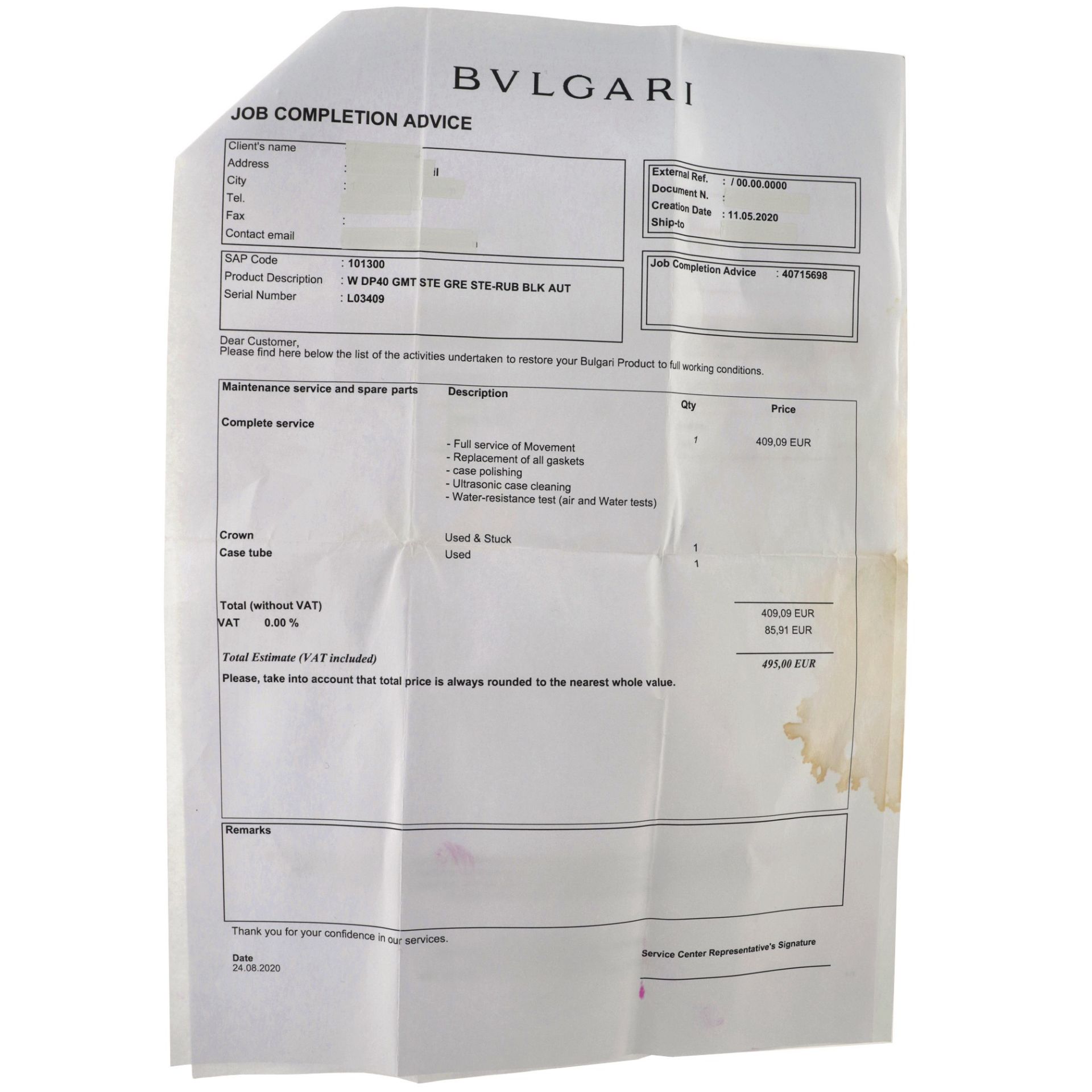 No Reserve - Bvlgari Diagono Professional GMT40S 101301-8P40 - Herenhorloge - 2016. - Bild 8 aus 8