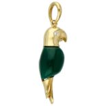 No Reserve - Damiani 18K Yellow gold parrot pendant with chrysoprase and diamond.