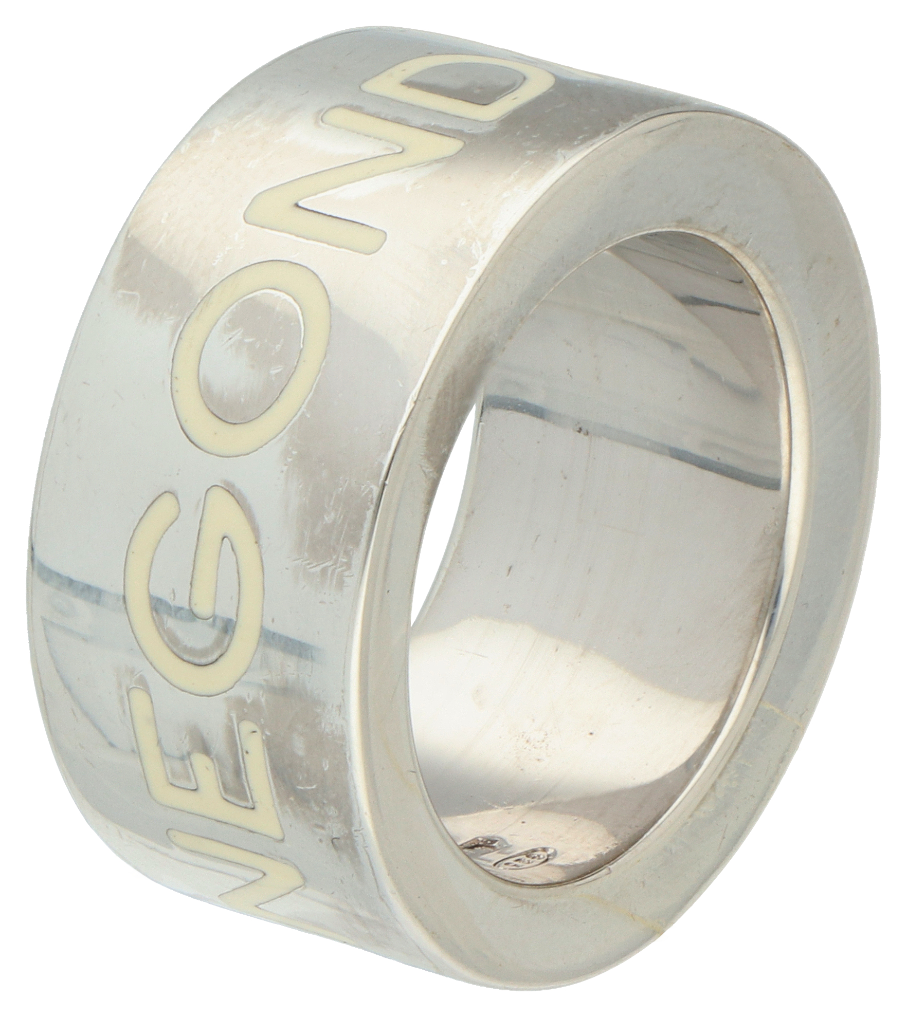 No Reserve - Pianegonda sterling silver white enamel band ring. - Image 2 of 5