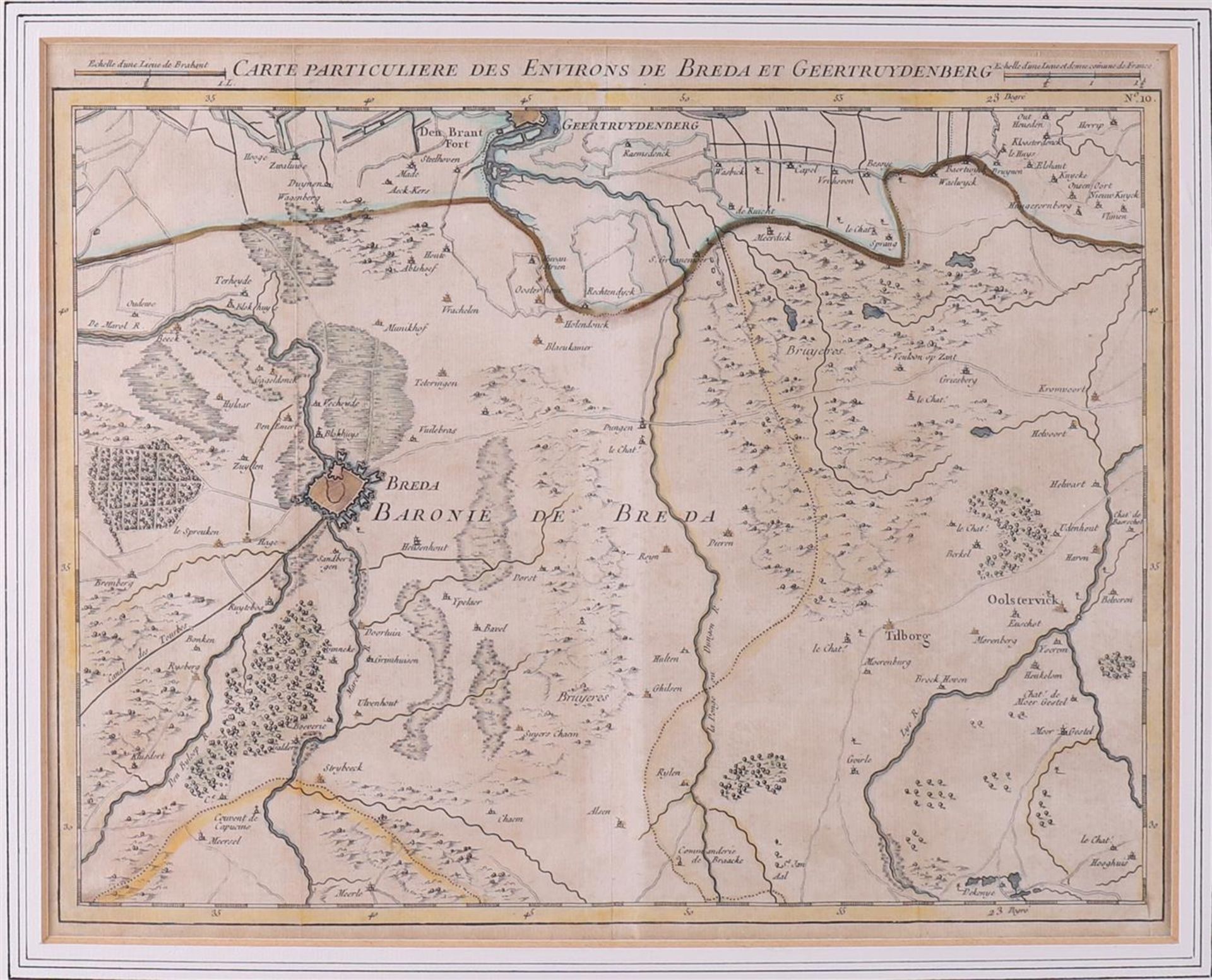 Topography. Carte particulière des environs de Breda et Geertruydenberg, - Bild 2 aus 2