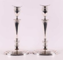 A pair of silver one-light candlesticks, England, London, Mapping & Webb Co.