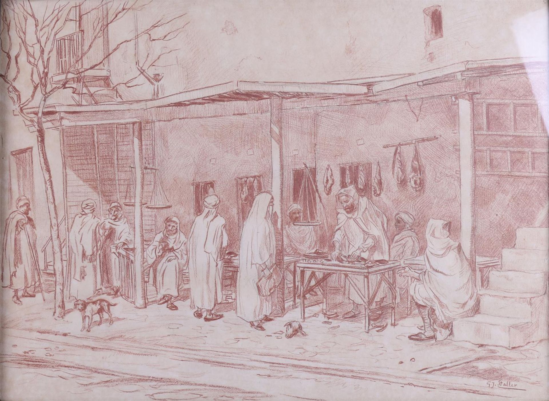 Staller, Gerard Johan (Amsterdam 1880-1956) 'Arab market', - Image 2 of 4