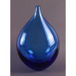 A drop-shaped blue glass vase, unique, Floris Meydam.