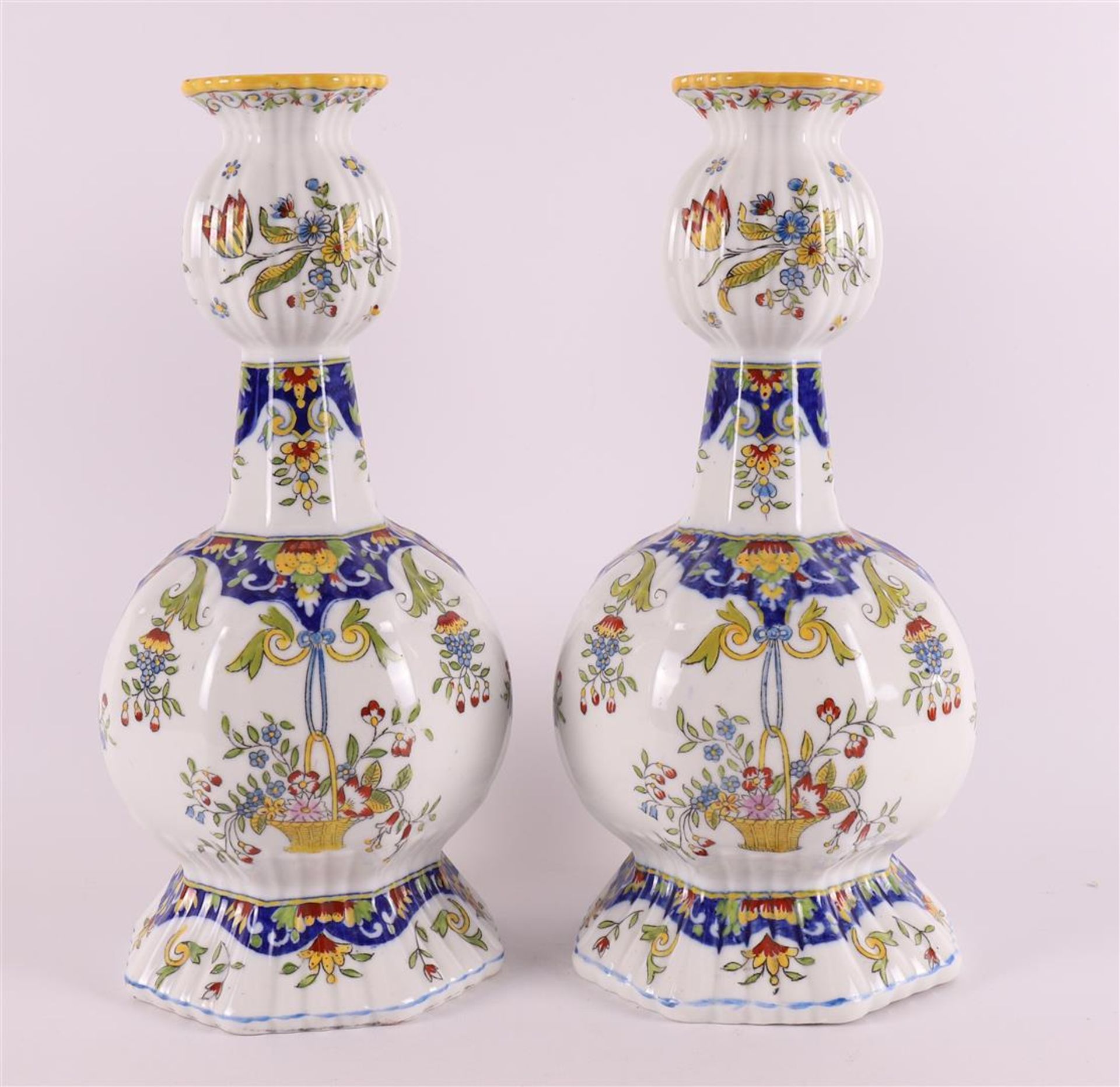 A pair of earthenware so-called 'knob vases', France.