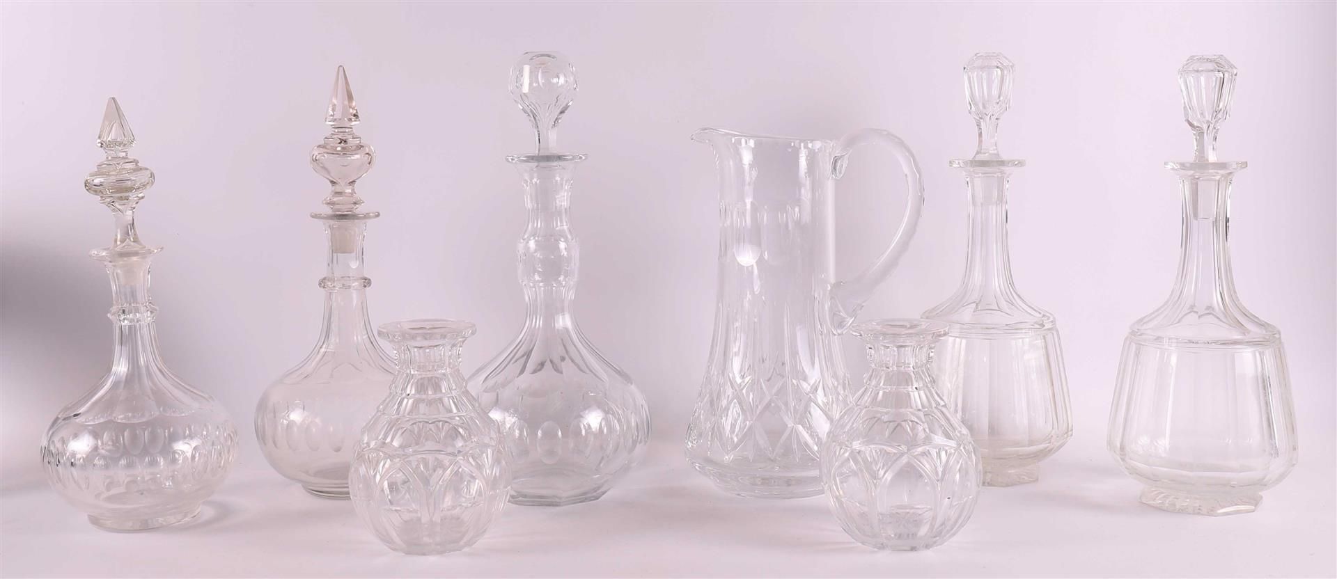 A lot of various glass and crystal, including decanters and jug, 20th century