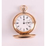 A ladies' hanging watch in 14 kt 585/1000 yellow gold double case, early 20th ce