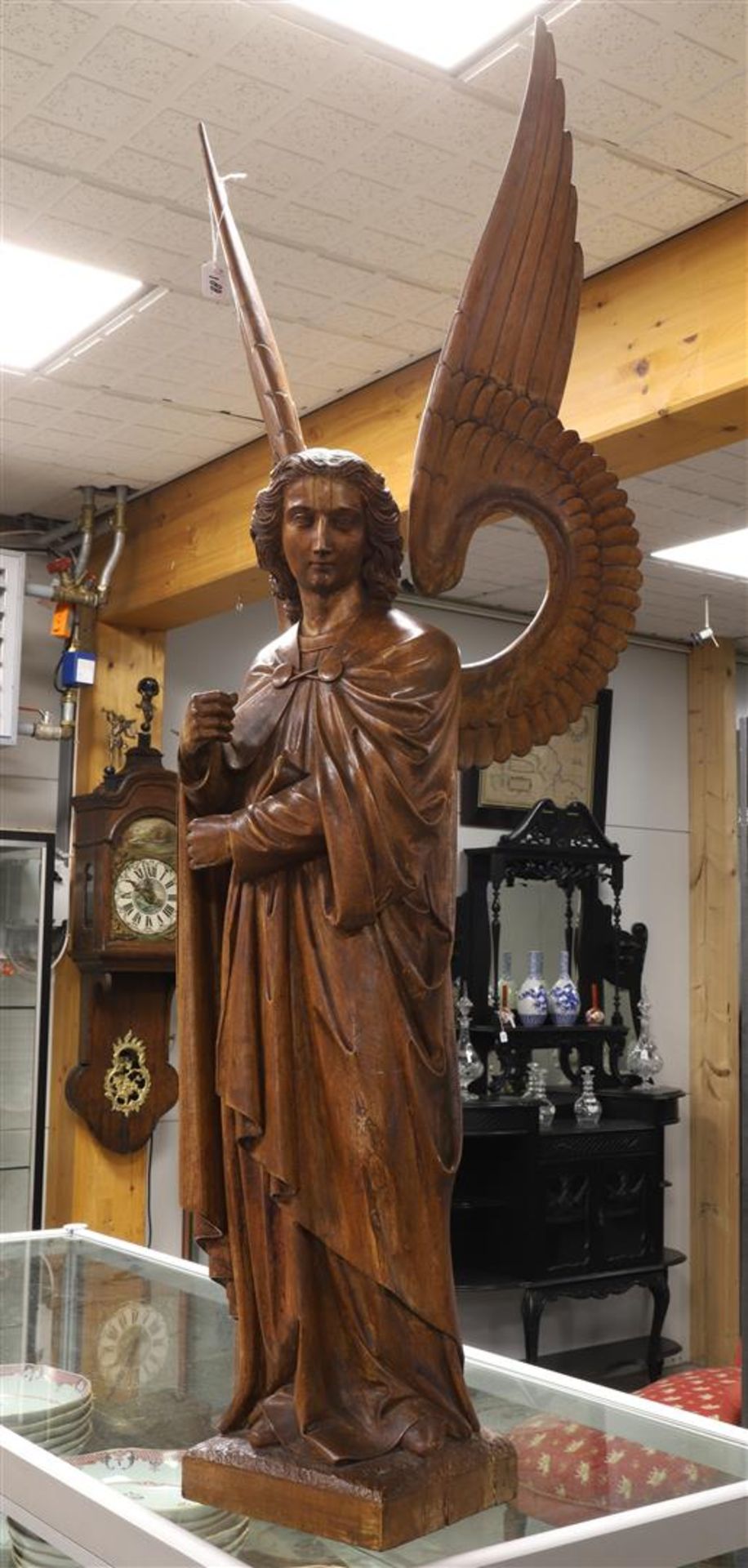 A carved wooden angel Gabriel, 20th century. - Image 2 of 3