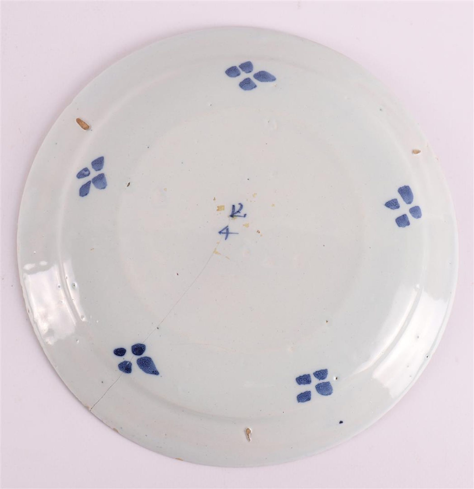 A blue/white Delft earthenware pancake plate, 18th century. - Image 7 of 7