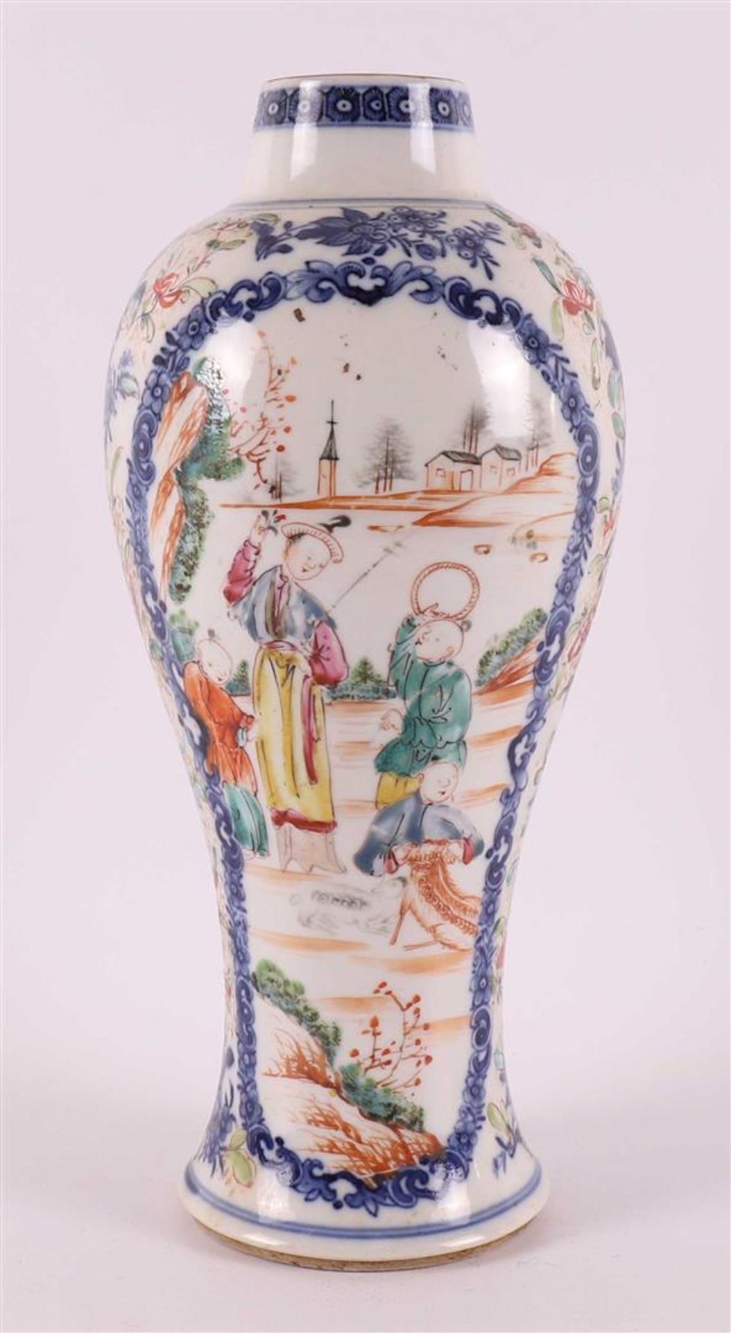 A porcelain baluster-shaped 'Mandarin' vase, China, Qianlong, 18th century.