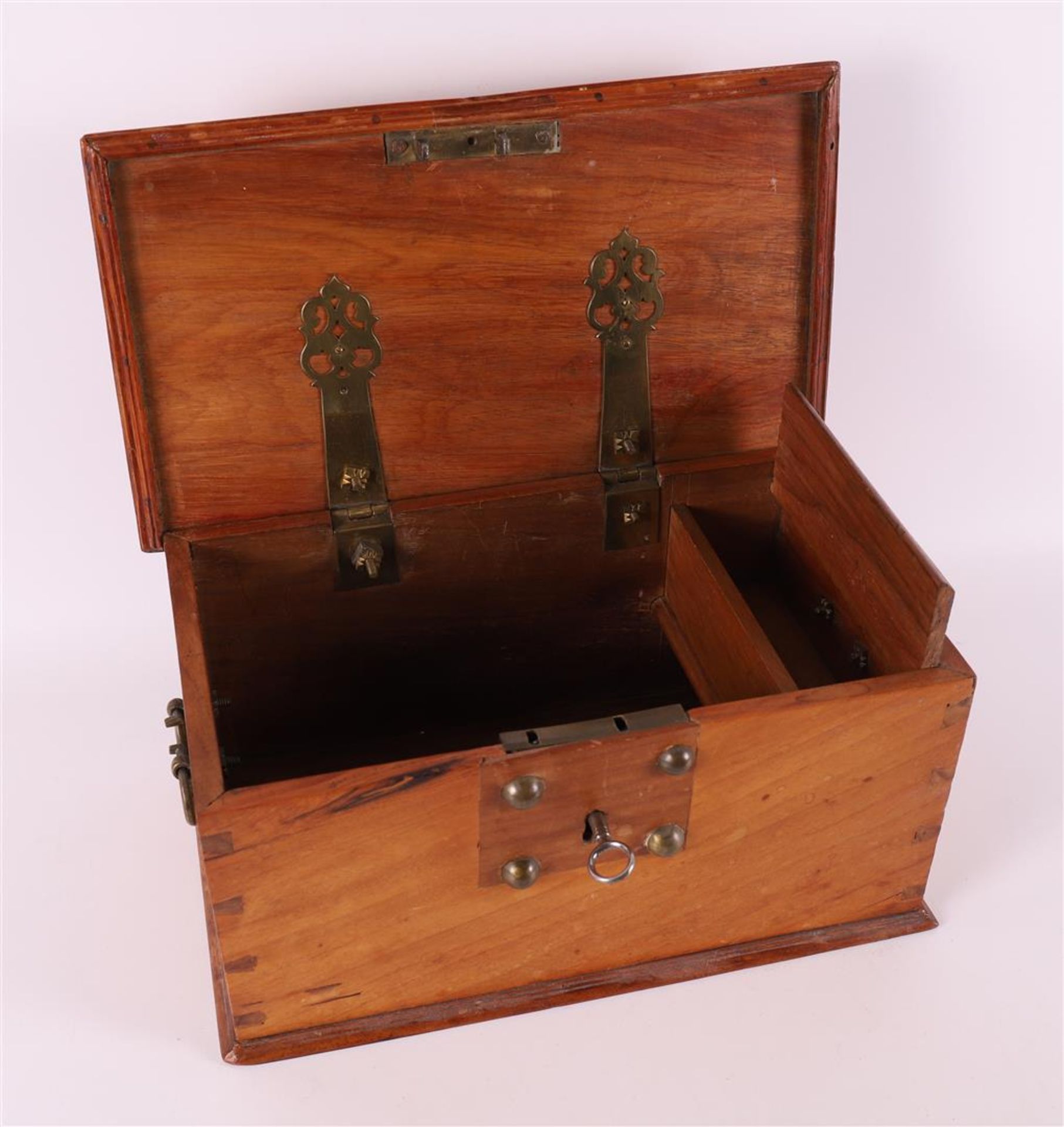 A teak miniature chest with brass fittings, 19th century. - Image 2 of 2