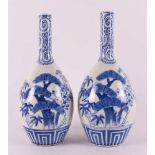A pair of blue/white porcelain pointed vases, Japan, Meiji, around 1900.