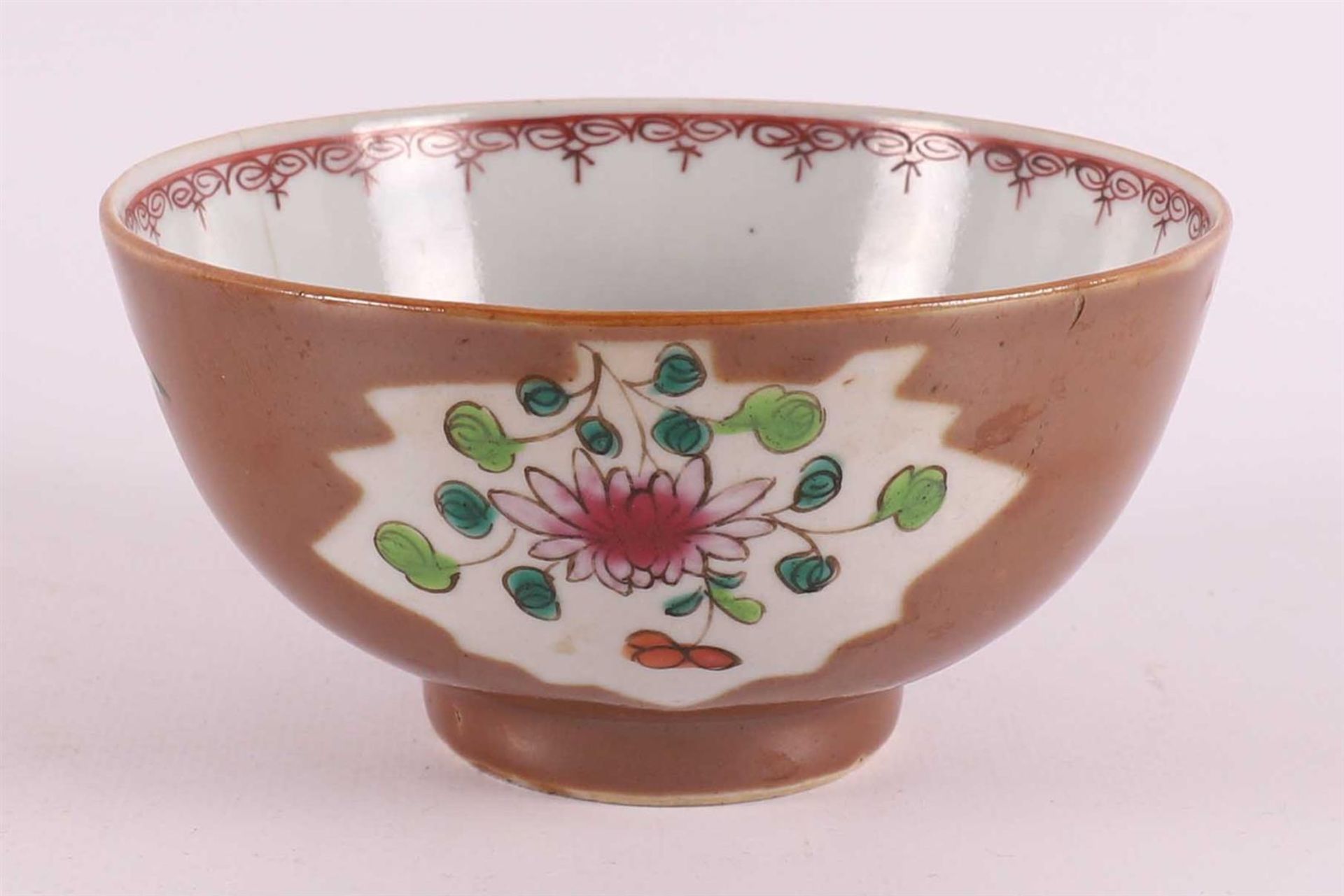 Seven famille rose porcelain cups and saucers, Batavia porcelain, China, - Image 13 of 27