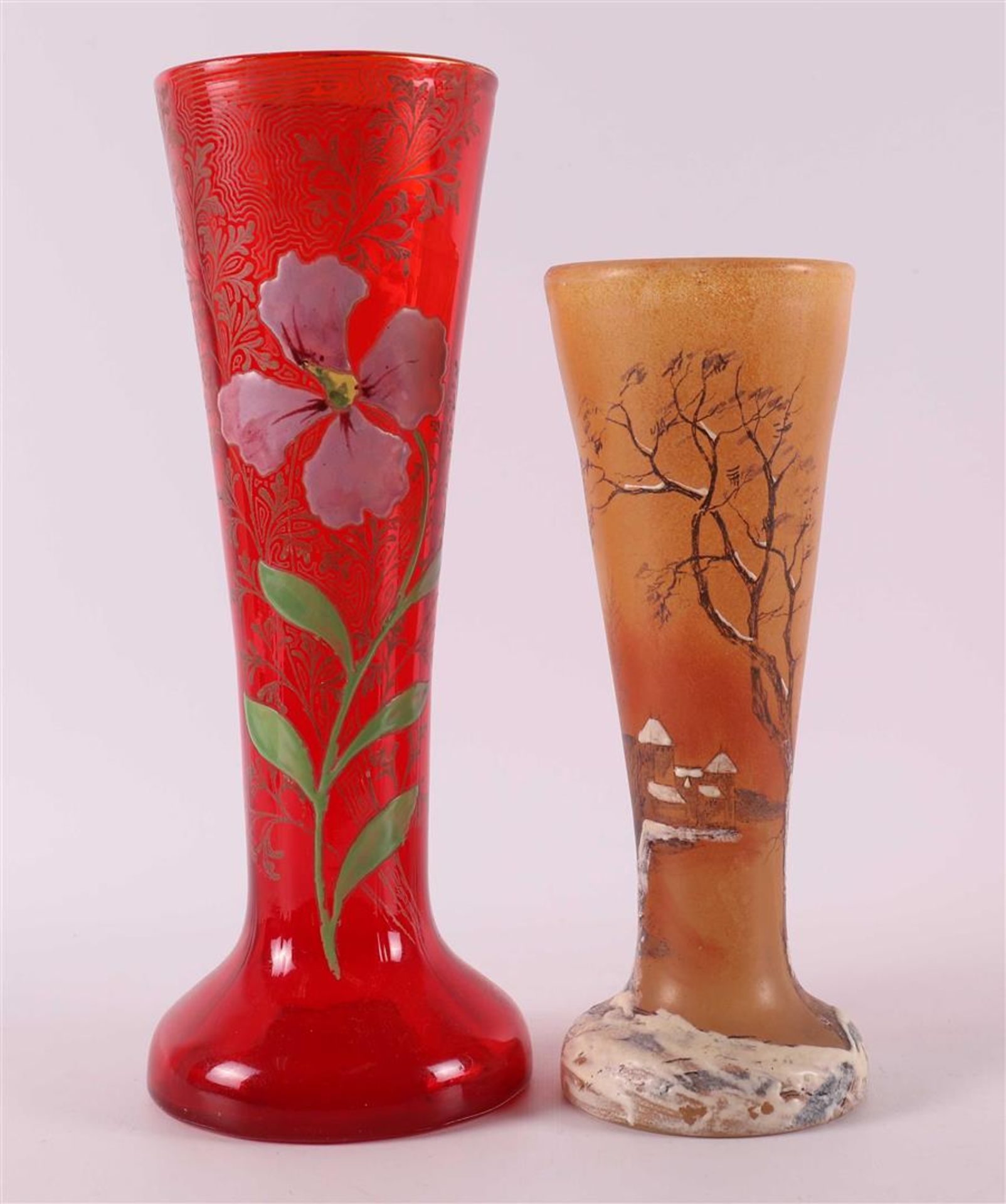 A polychrome glass trumpet vase, France, circa 1900. - Image 2 of 6