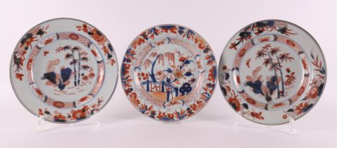 Three various Chinese Imari plates, China, Qianlong, 2nd half 18th century.