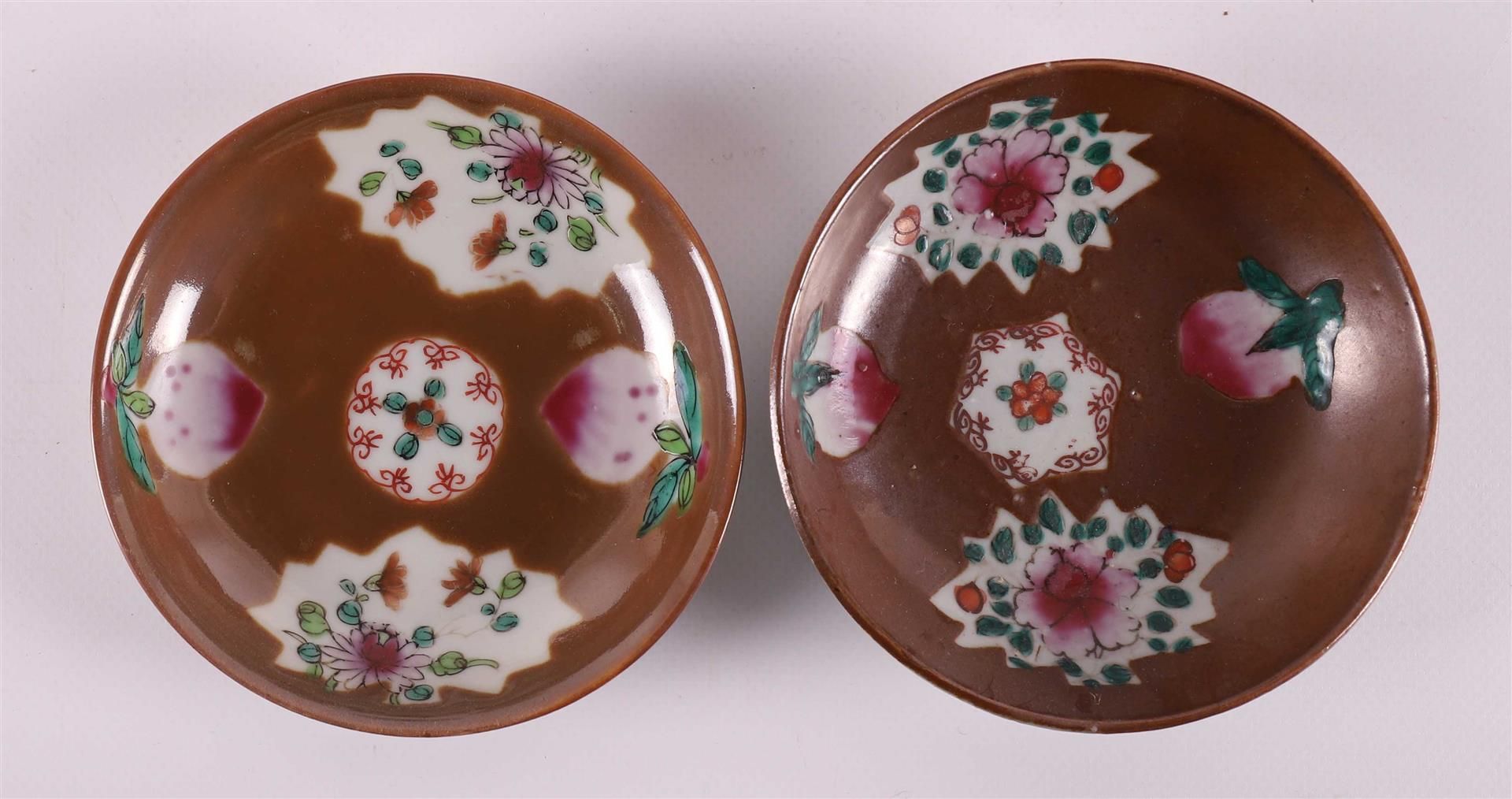 Seven famille rose porcelain cups and saucers, Batavia porcelain, China, - Image 9 of 27