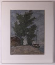 Nijdam, Johannes (Franeker 1910-1982) 'Moored sailing ship'