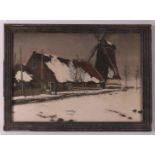 Bottema, Tjeerd (Langezwaag 1884-1978) 'Mill and housing in winter landscape',