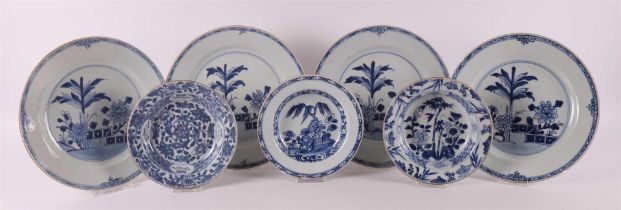 A series of four blue/white porcelain plates, China, Qianlong, 18th century.