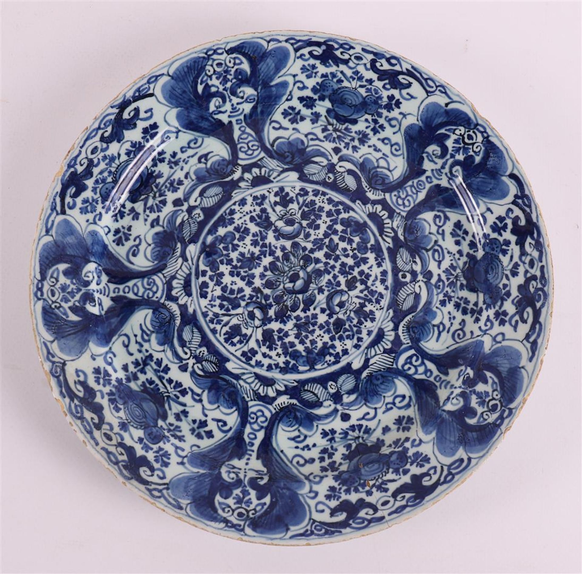 A blue/white Delft earthenware pancake plate, 18th century. - Image 6 of 7