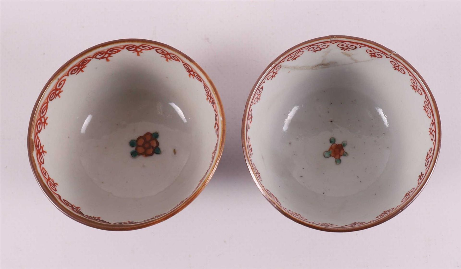 Seven famille rose porcelain cups and saucers, Batavia porcelain, China, - Image 26 of 27
