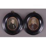 A pair of oval miniature portraits in an ebonized frame, Groningen/Friesland