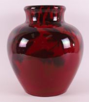 A red earthenware vase with purple fuchsia decor, St-Lukas/Maarssen, ca. 1930.