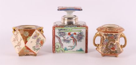 A rectangular porcelain tea caddy, Japan, Meiji, early 20th century.