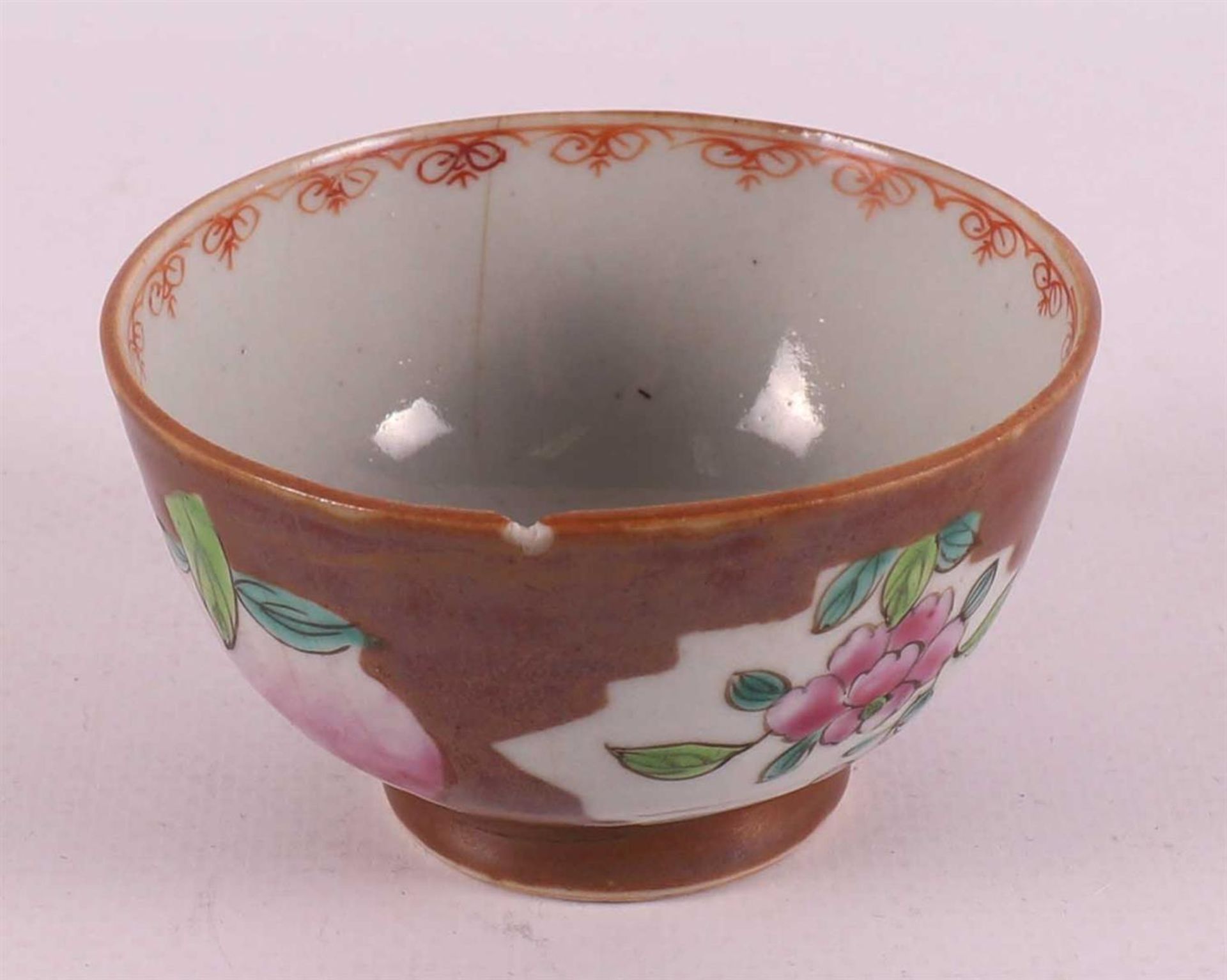 Seven famille rose porcelain cups and saucers, Batavia porcelain, China, - Image 20 of 27