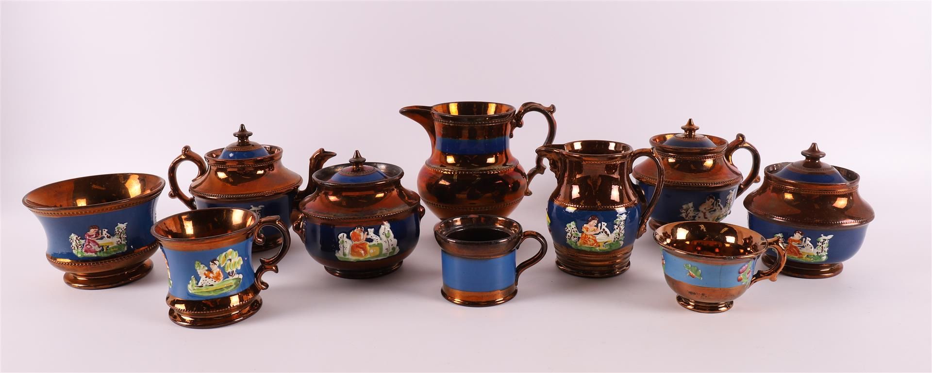A lot of various goldstone pottery, England, Staffordshire, 2nd half 19th centur